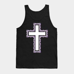 White Christian Cross With Purple Frame Tank Top